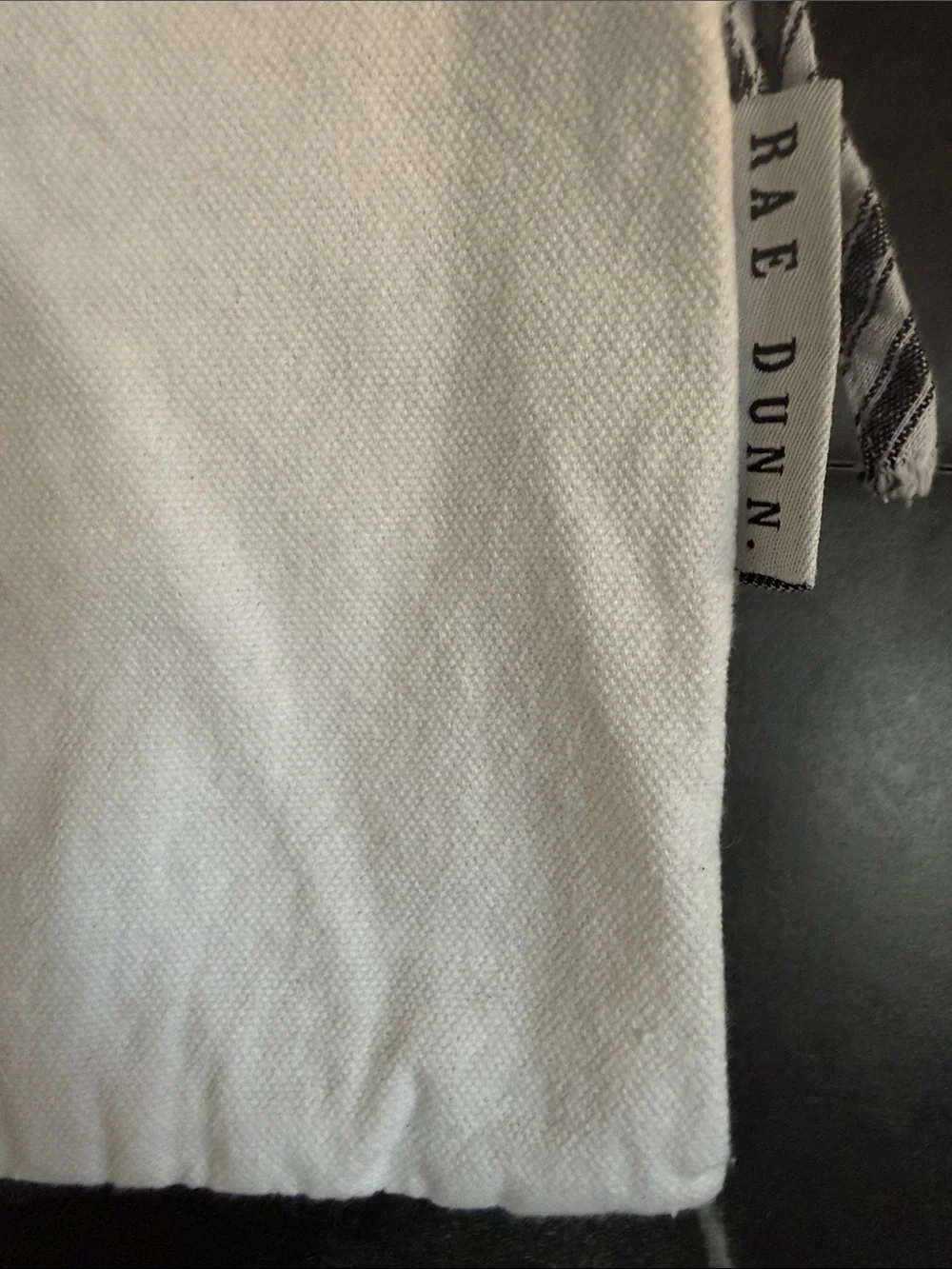 Rae Dunn White Pillow Cover with Black Tag Detail - Picture 2 of 7